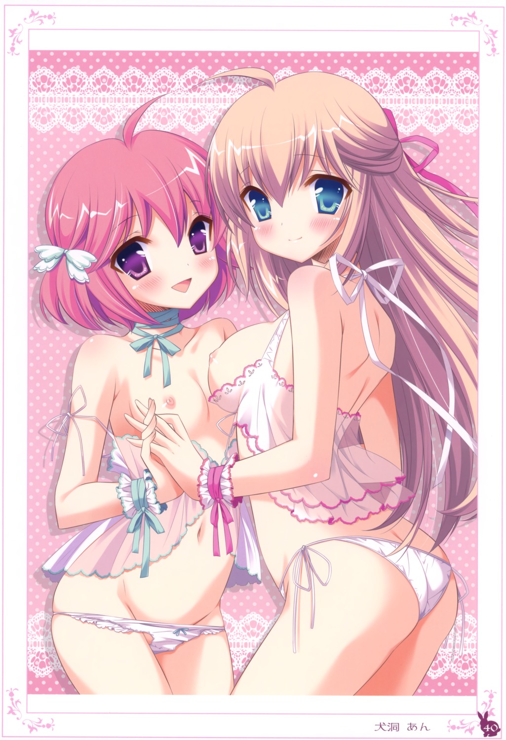 breasts inugahora_an lingerie loli nipples no_bra pantsu panty_pull string_panties