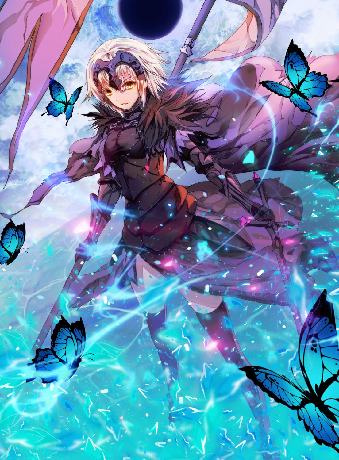 armor fate/grand_order jeanne_d'arc jeanne_d'arc_(alter)_(fate) neon_(hhs9444) sword thighhighs