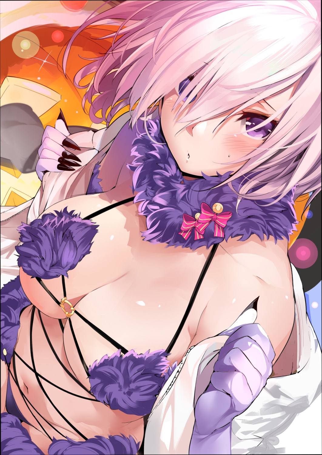 fate/grand_order marushin mash_kyrielight open_shirt pantsu undressing