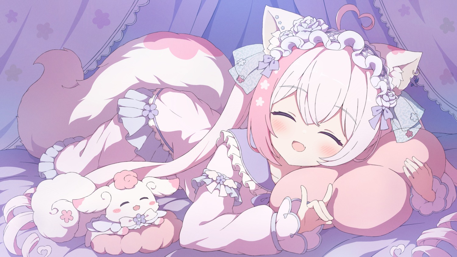 animal_ears felicia_lulufleur indie_virtual_youtuber kitsune pajama tail tyakomes