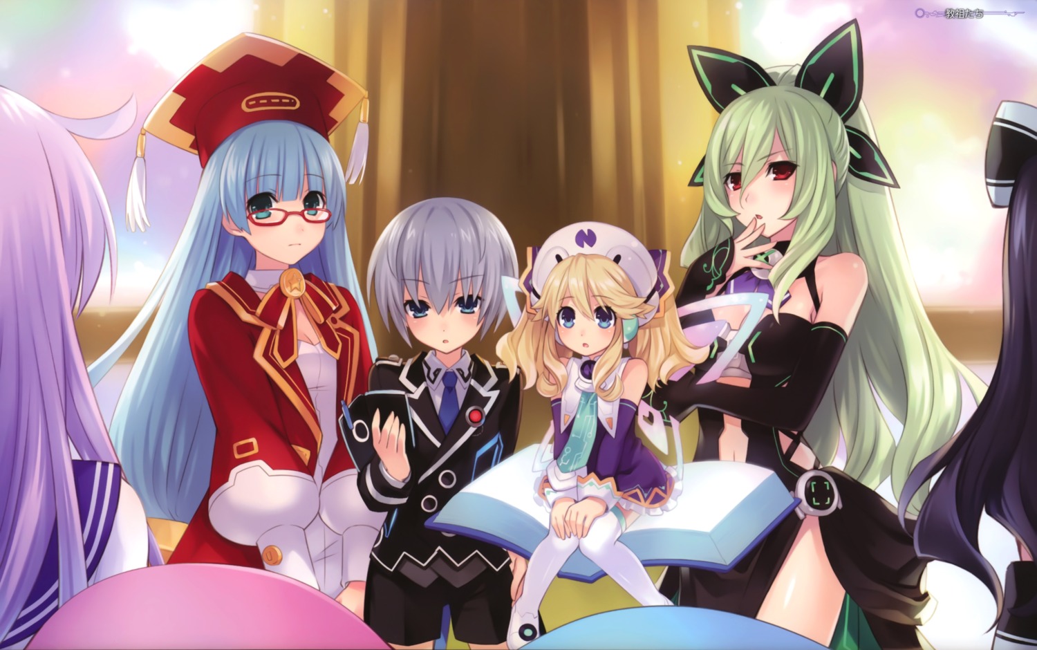 choujigen_game_neptune choujigen_game_neptune_mk2 cleavage compile_heart dress fairy hakozaki_chika histoire jinguuji_kei megane nepgear nishizawa_mina ram_(choujigen_game_neptune) rom_(choujigen_game_neptune) seifuku thighhighs tsunako uni_(choujigen_game_neptune) wings