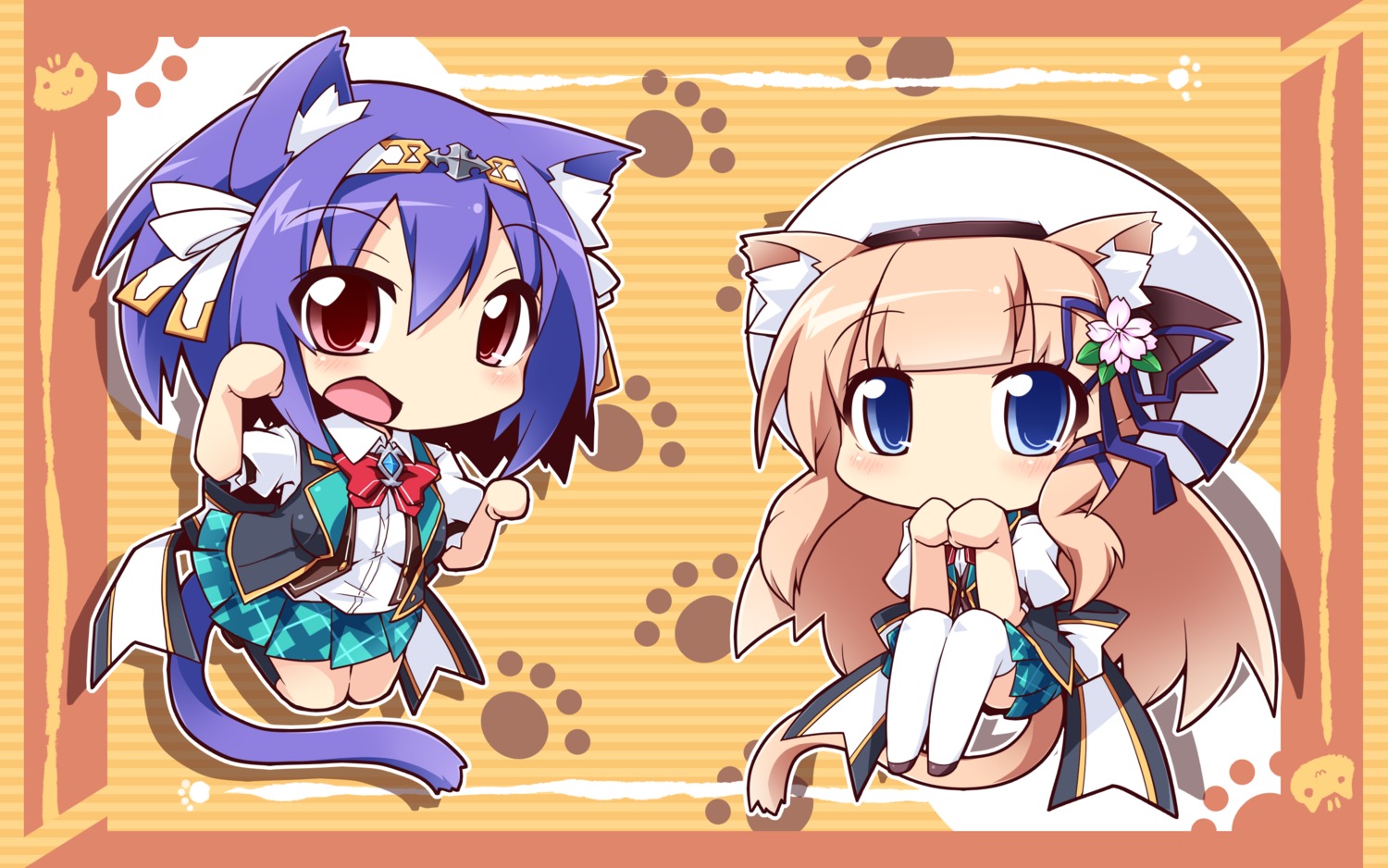 animal_ears chibi fana_arsim kawasumi_yurika magicalic_sky_high nekomimi retoma_kuro seifuku tail thighhighs wallpaper whirlpool