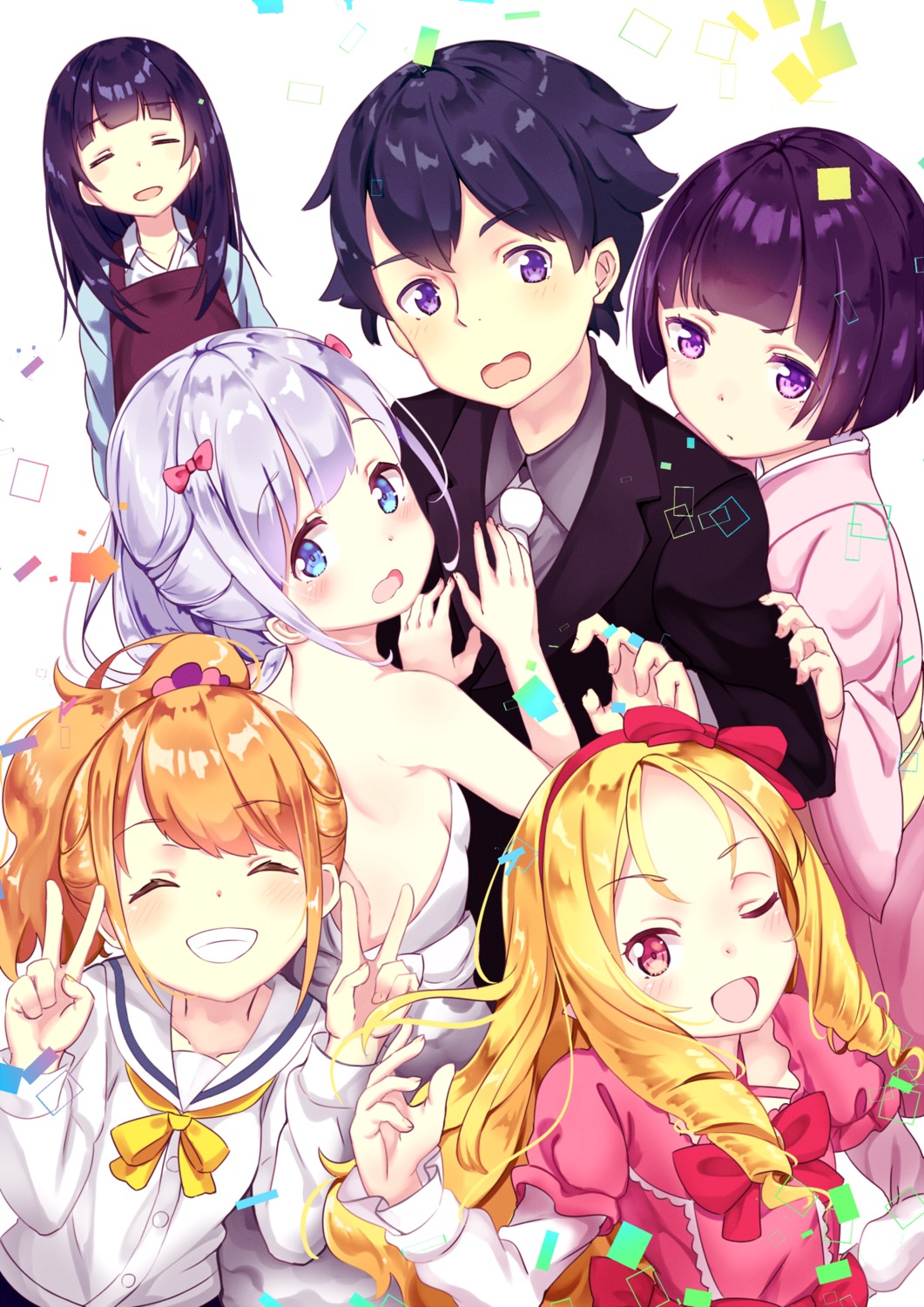 business_suit dress eromanga-sensei izumi_masamune izumi_sagiri jinno_megumi kimono pointy_ears seifuku senju_muramasa takasago_tomoe wankoo-mikami yamada_elf