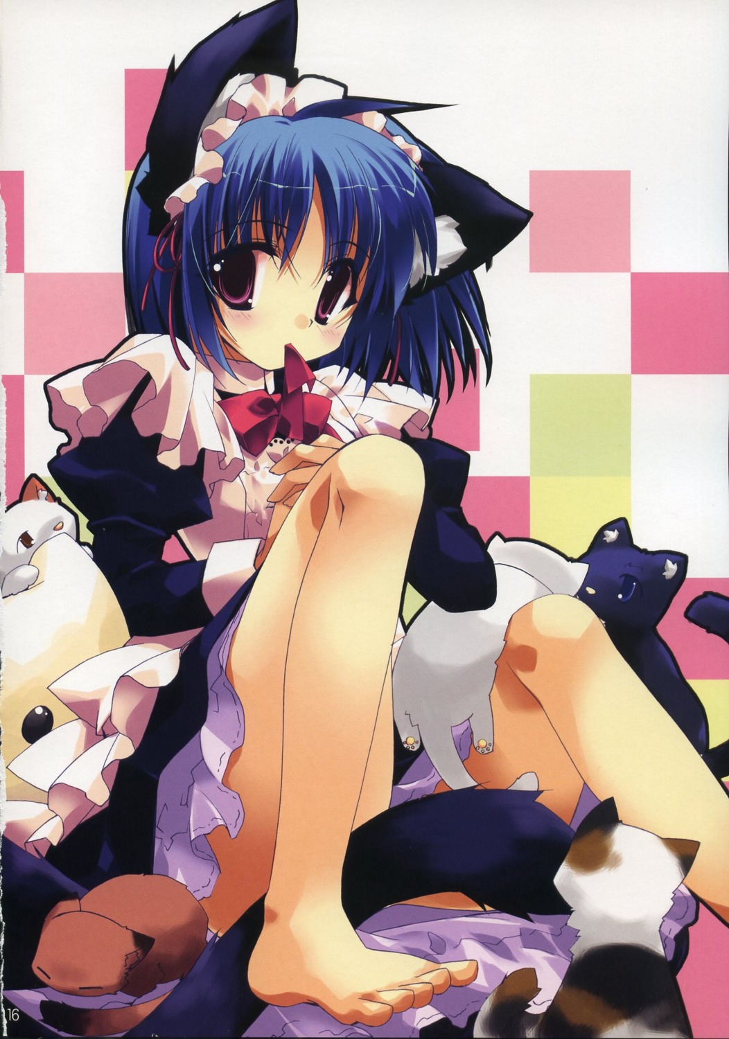 animal_ears maid minazuki_haruka neko nekomimi skirt_lift tail