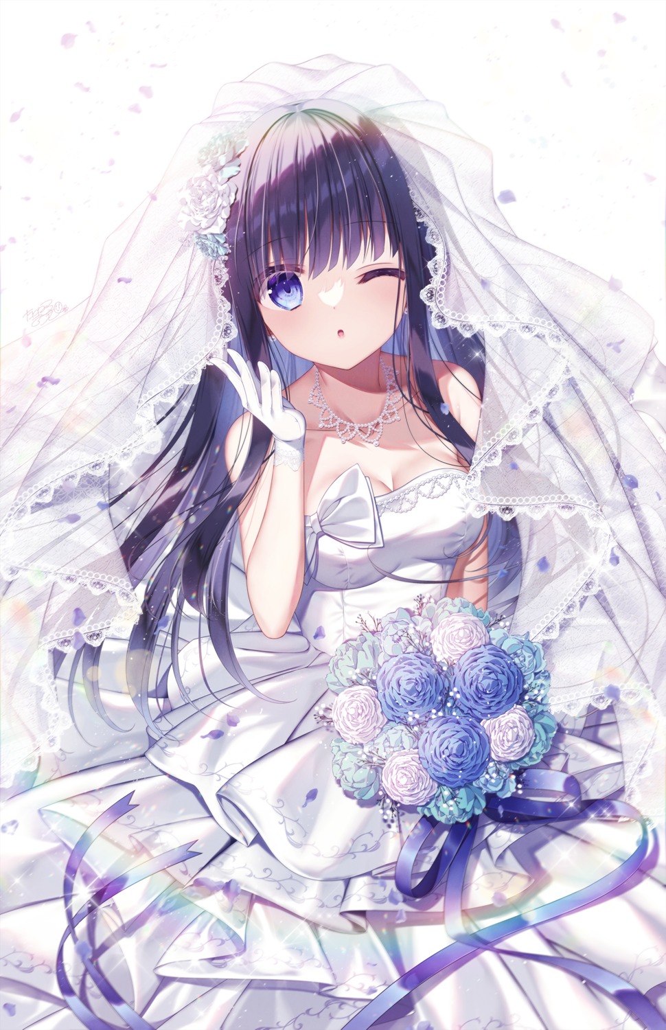 dress no_bra tanihara_natsuki wedding_dress