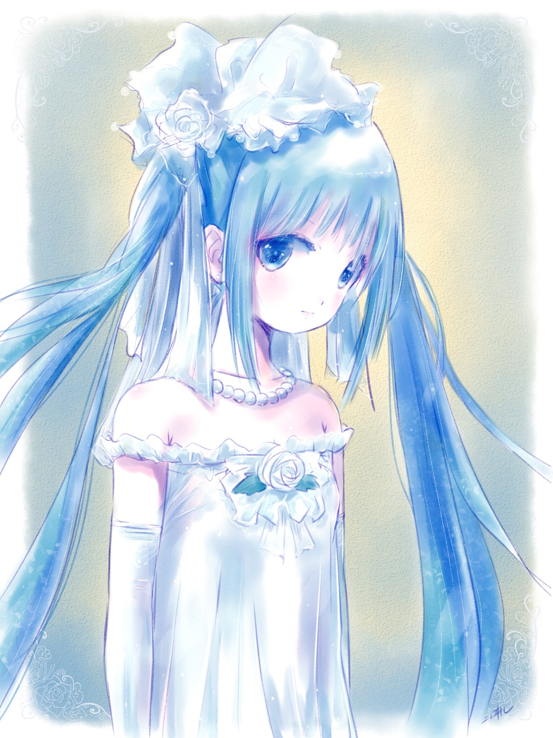 dress hatsune_miku kowiru vocaloid wedding_dress