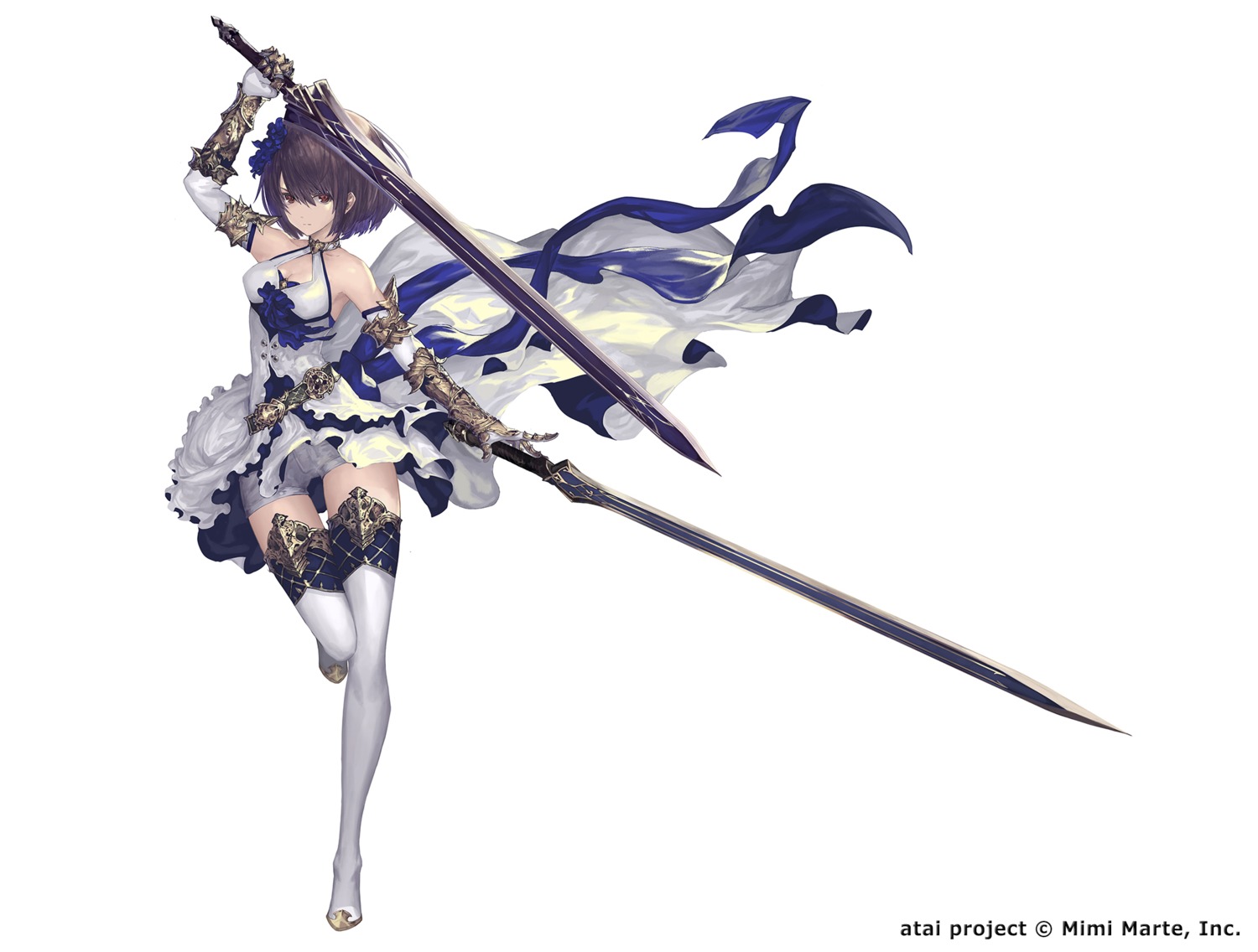 armor dress skirt_lift sword tachikawa_mushimaro thighhighs