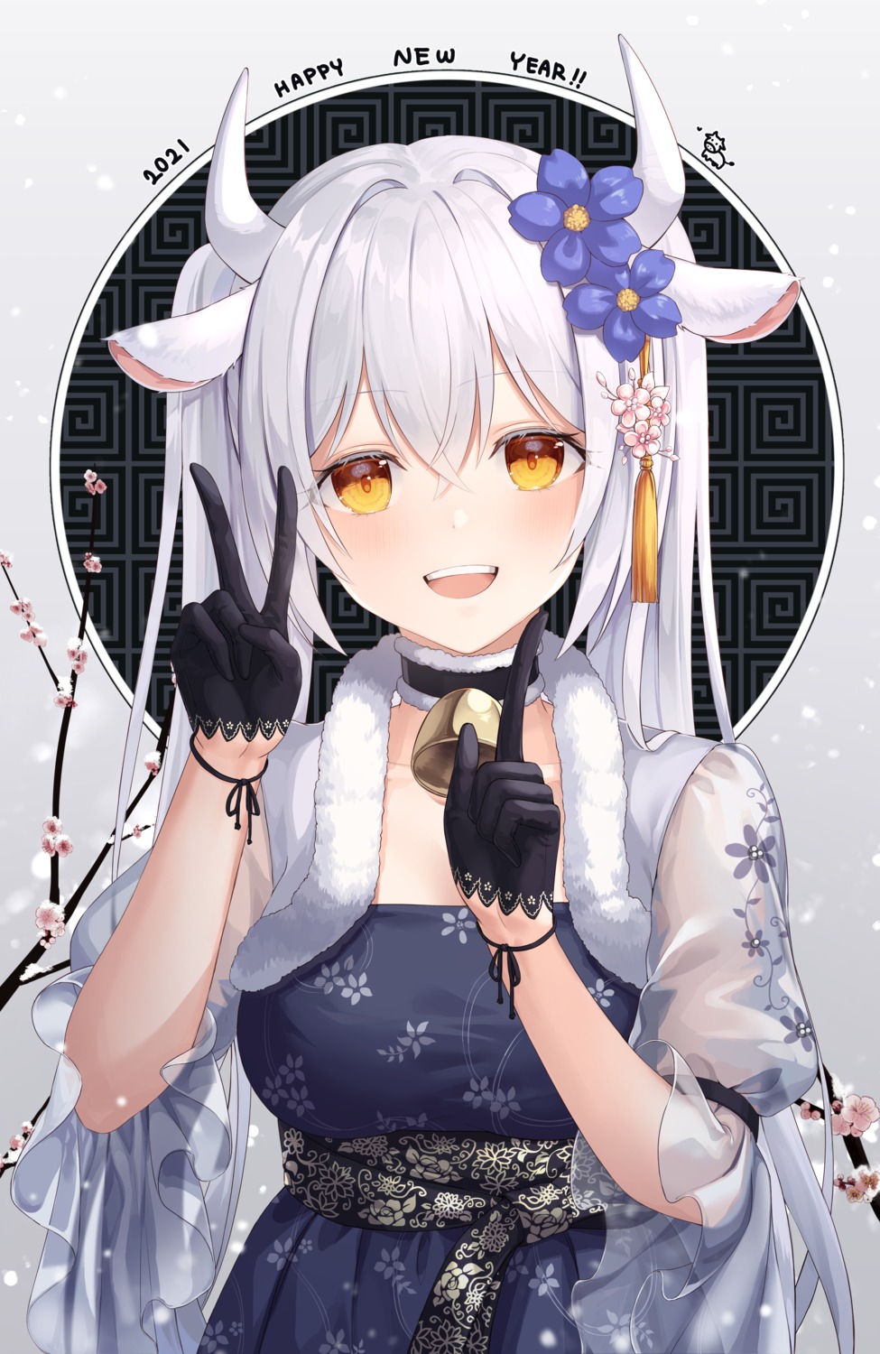 animal_ears asian_clothes horns see_through ssalgolae