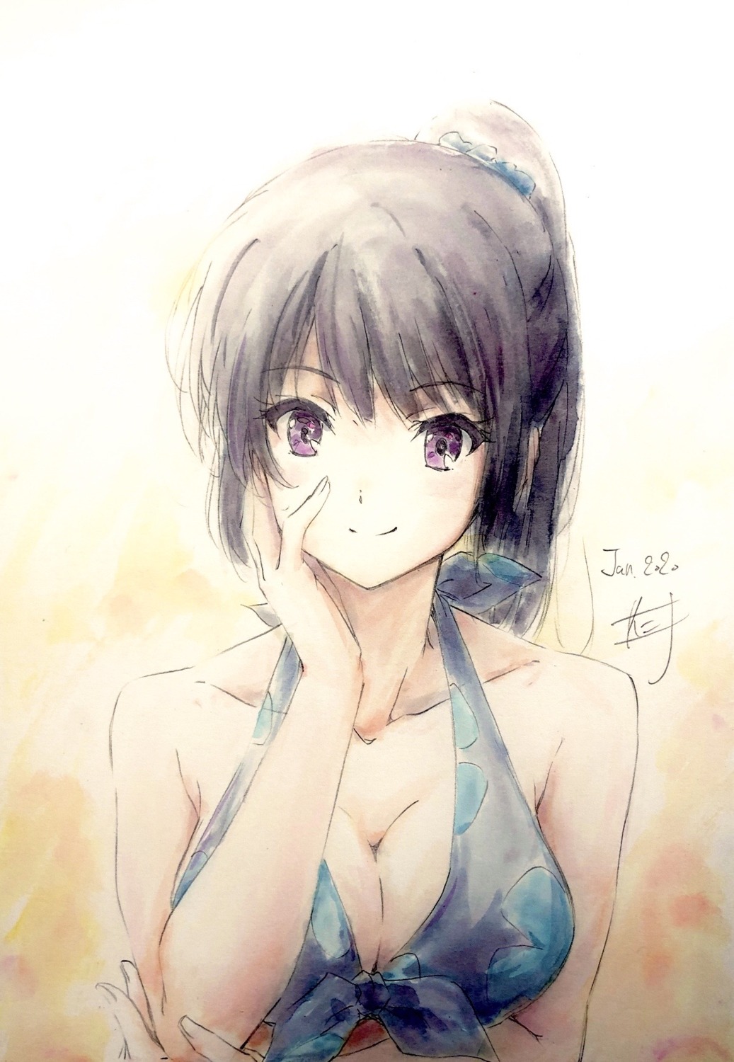 bikini breast_hold cleavage hibike!_euphonium kousaka_reina nii_manabu sketch swimsuits