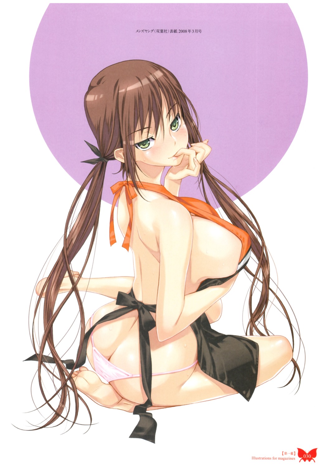 ass breast_hold happoubi_jin naked_apron pantsu