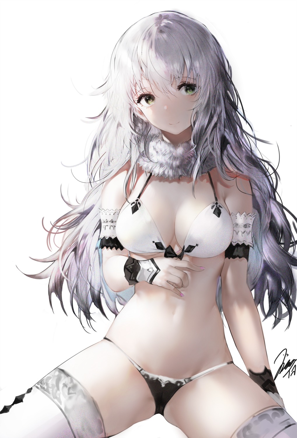 bikini cleavage haori_io swimsuits thighhighs