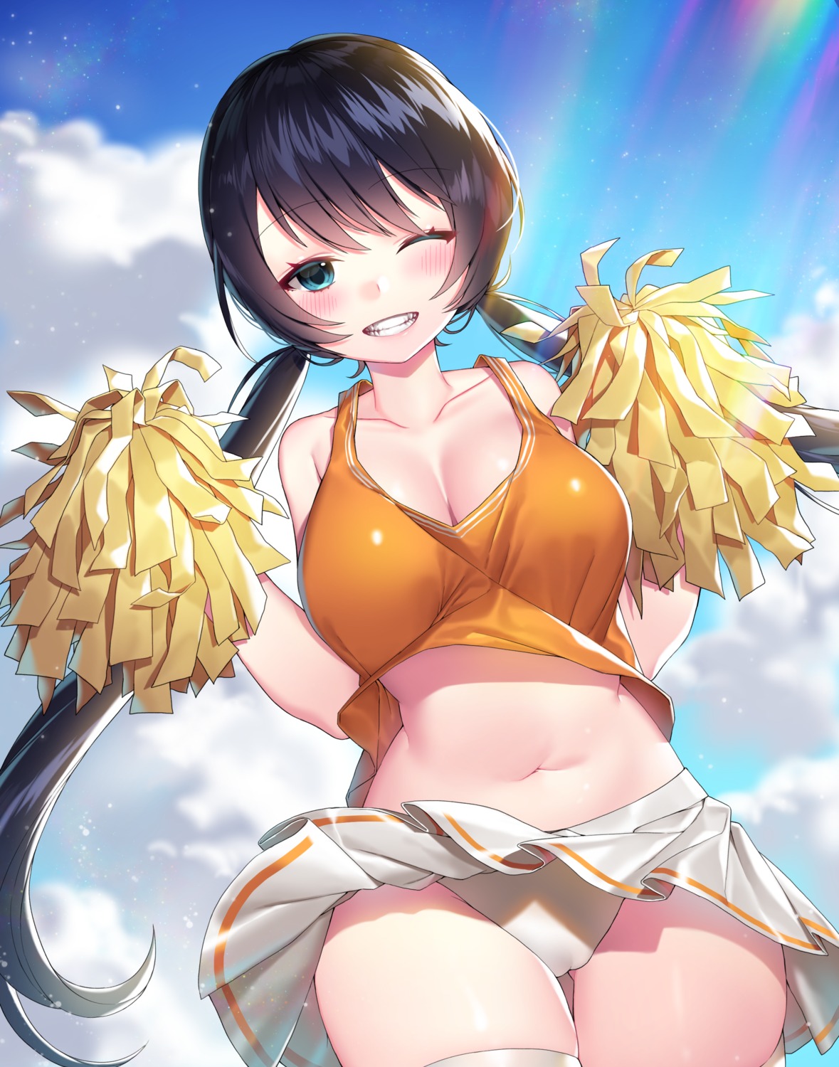 cameltoe cheerleader cleavage ia_(ias1010) pantsu skirt_lift