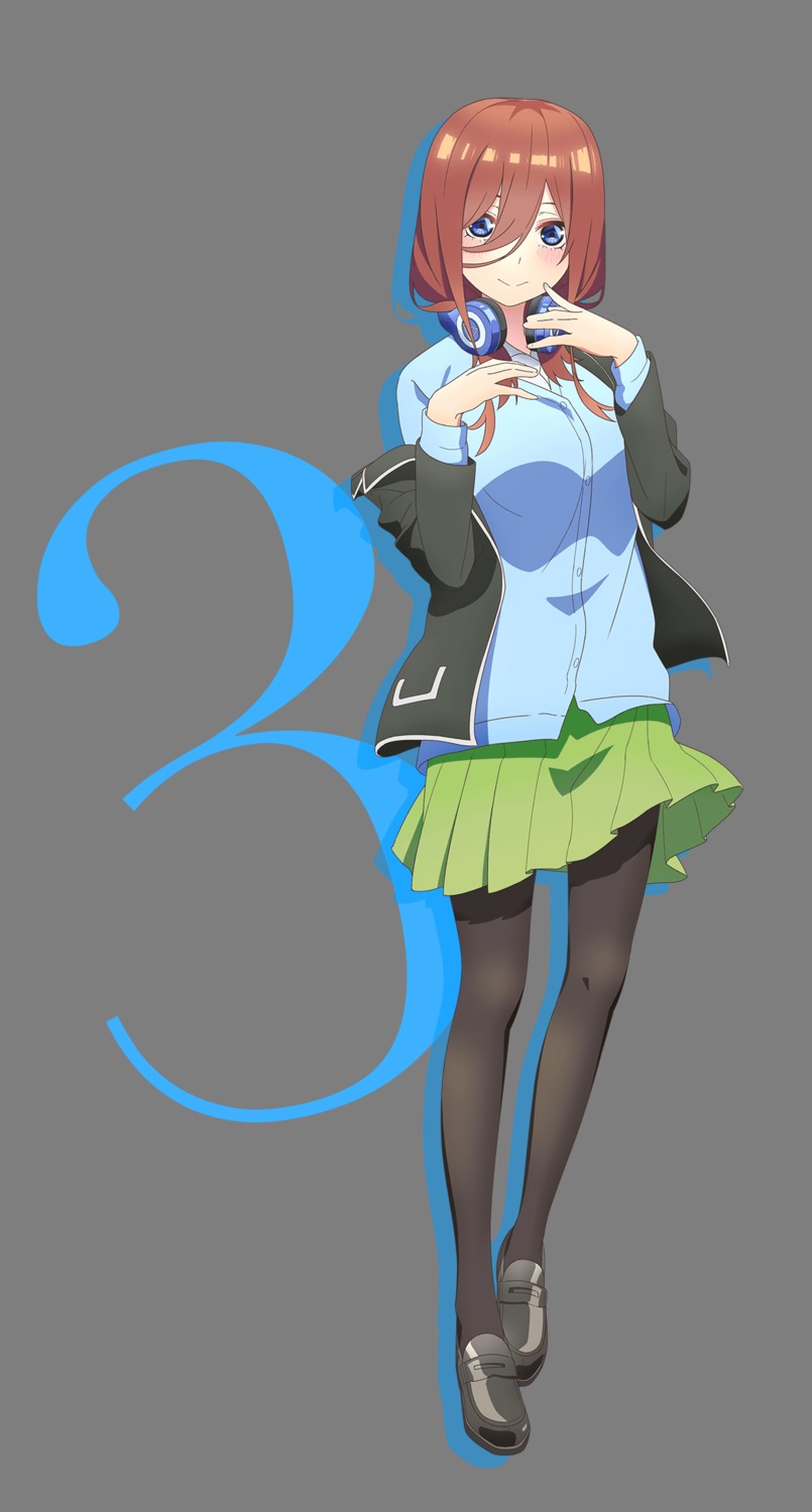 5-toubun_no_hanayome headphones nakano_miku pantyhose seifuku skirt_lift sweater tagme transparent_png