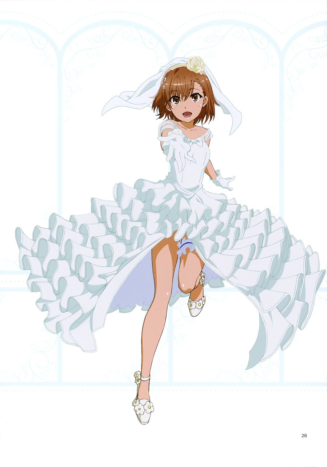 dress fujii_masahiro garter hiyamizu_yukie misaka_mikoto toaru_kagaku_no_railgun toaru_majutsu_no_index wedding_dress