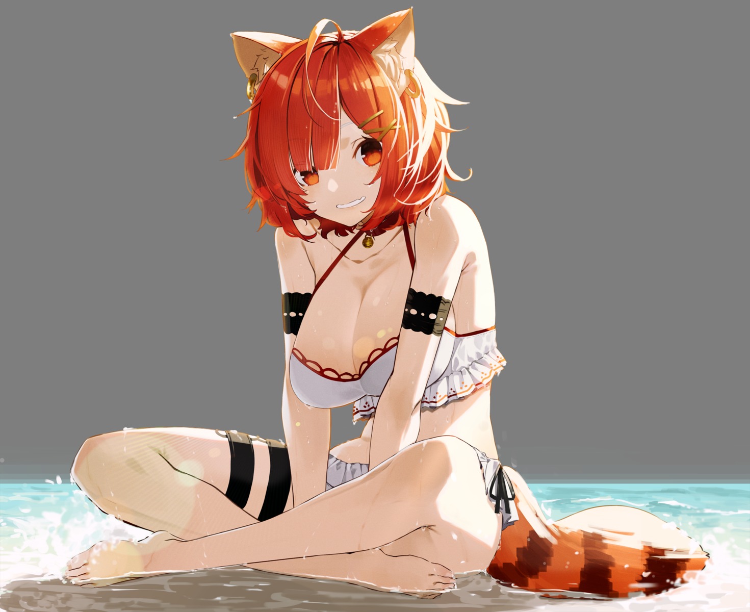 animal_ears bikini garter nijisanji ratna_petit senmu_(senmudayo) swimsuits tail transparent_png wet