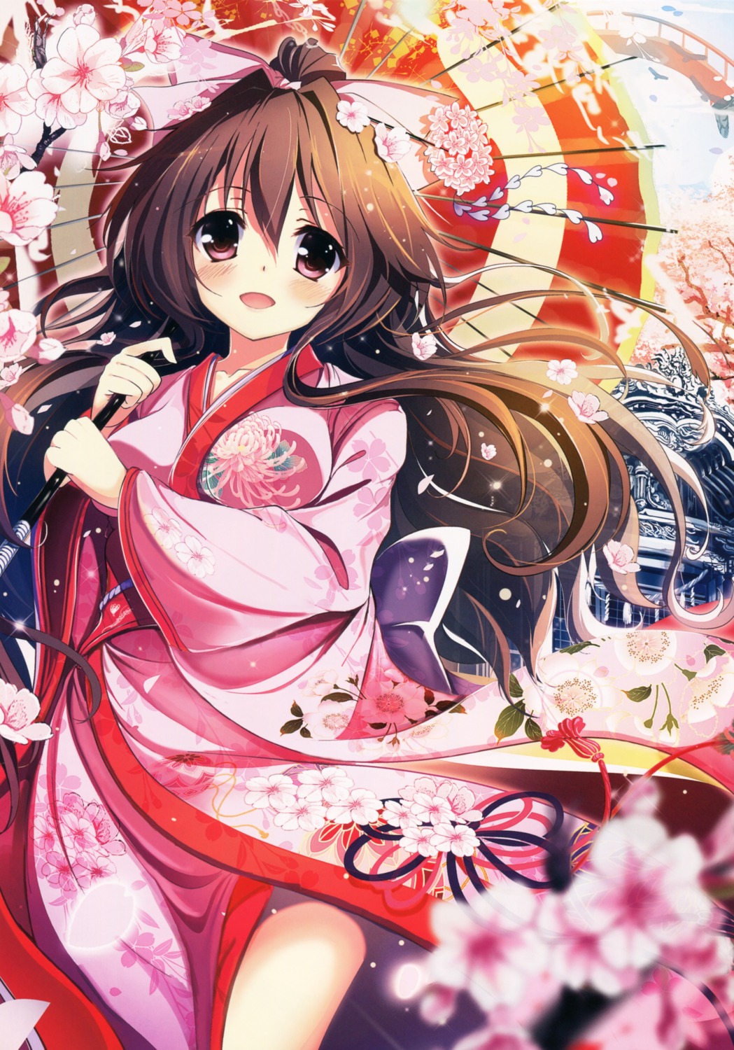 akabane_(zebrasmise) kimono umbrella zebrasmise