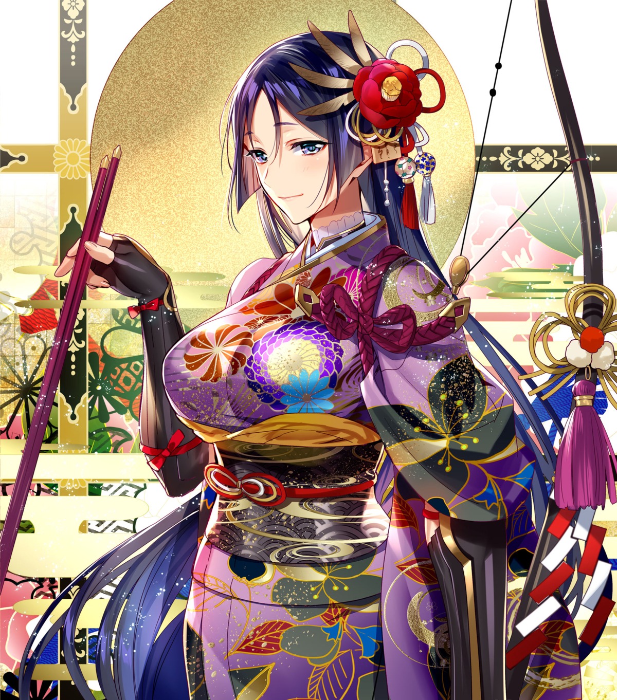 fate/grand_order kimono minamoto_no_raikou_(fate/grand_order) murakami_yuichi weapon