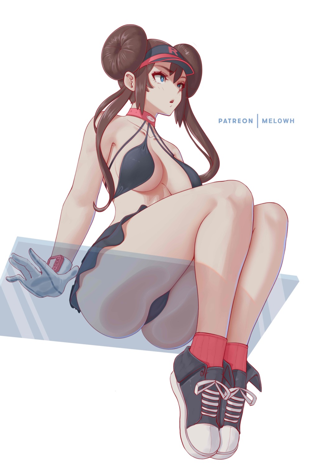 bikini mei_(pokemon) melowh pokemon pokemon_b2w2 skirt_lift swimsuits thong