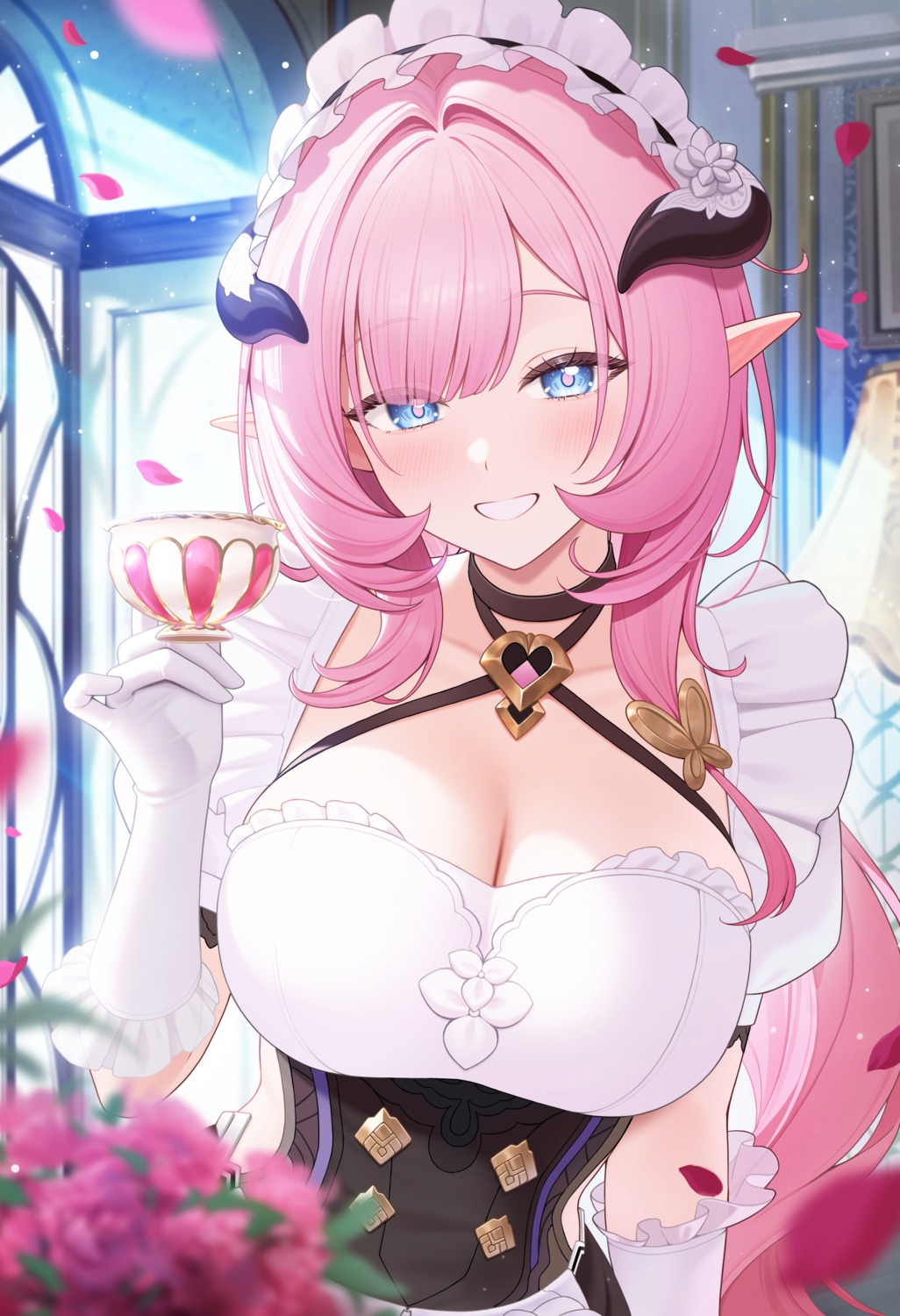 benghuai_xueyuan elysia_(honkai_impact) fukuro_ko_(greentea) honkai_impact horns maid pointy_ears