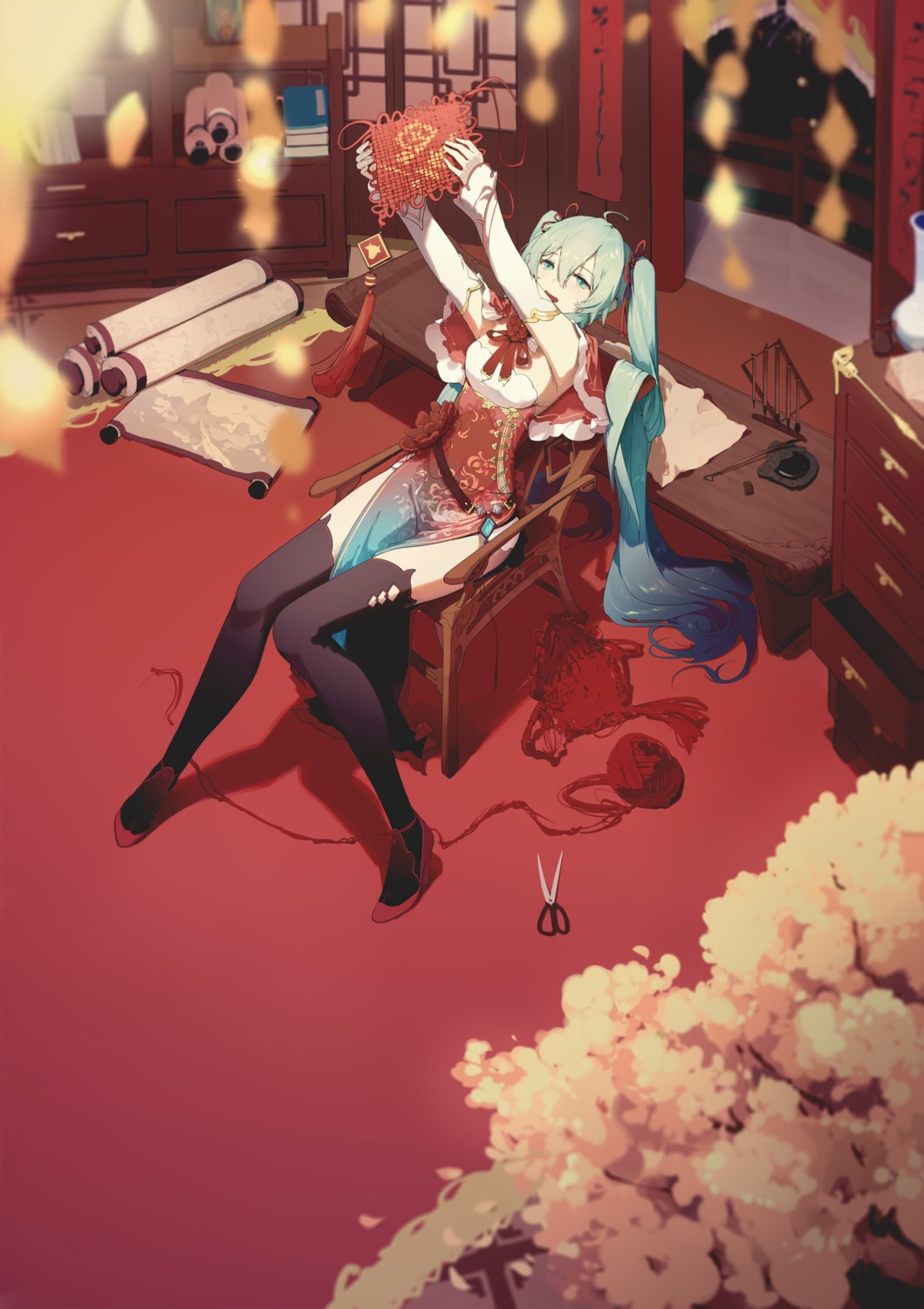 chinadress hatsune_miku heels ly.t thighhighs vocaloid