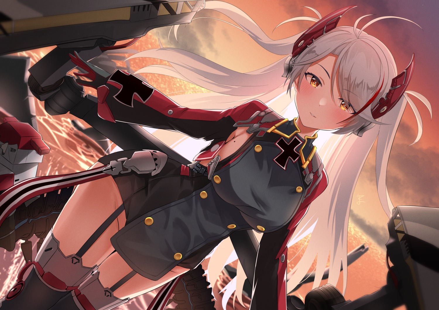 azur_lane no_bra prinz_eugen_(azur_lane) stockings swepot thighhighs uniform