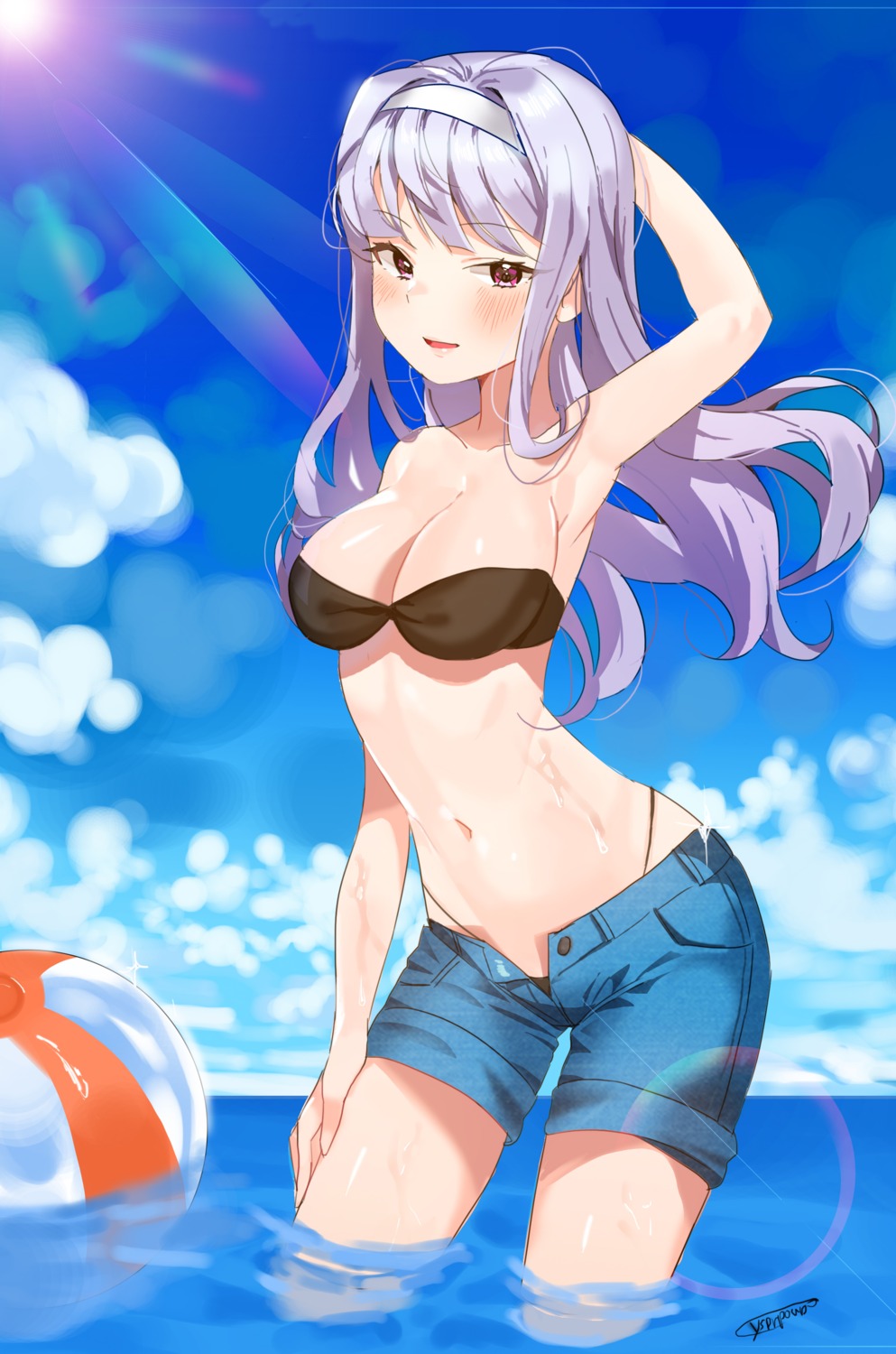 autographed bikini cleavage dr_poapo shijou_takane swimsuits the_idolm@ster wet