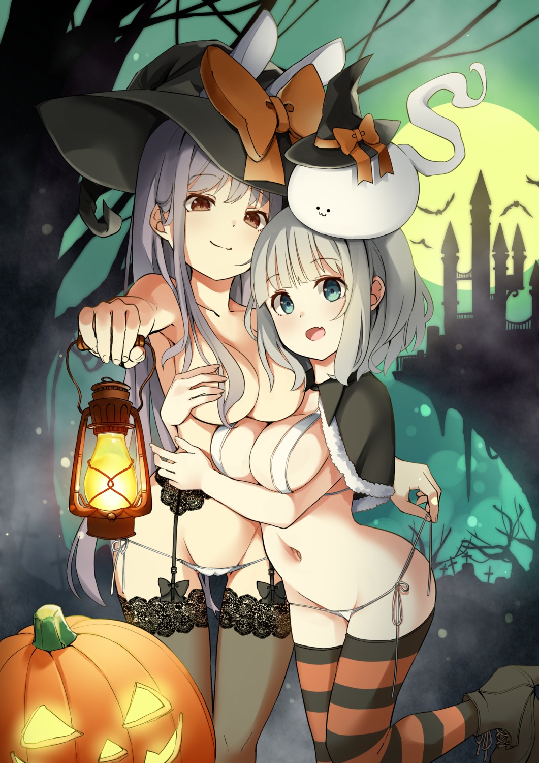 cameltoe garter_belt halloween heels konpaku_youmu lingerie myon pantsu reisen_udongein_inaba stockings string_panties tagme thighhighs topless touhou undressing yuri