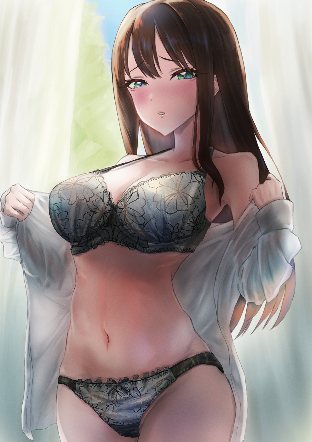 bra cleavage dress_shirt open_shirt pantsu see_through shaddoll_fusion shibuya_rin the_idolm@ster the_idolm@ster_cinderella_girls undressing