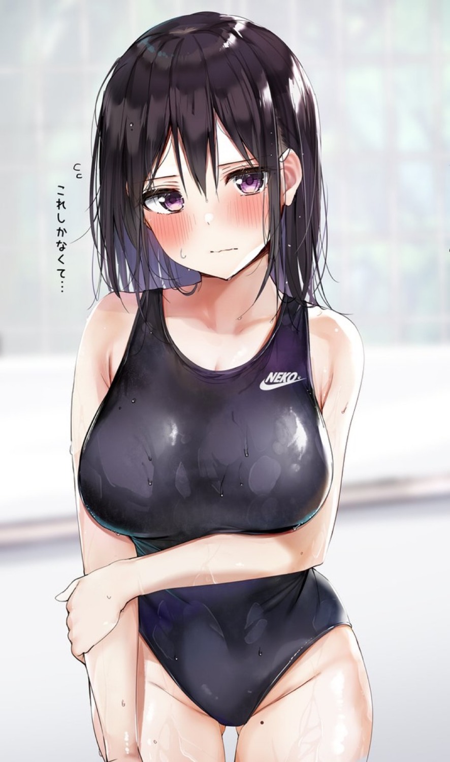 breast_hold rouka swimsuits wet
