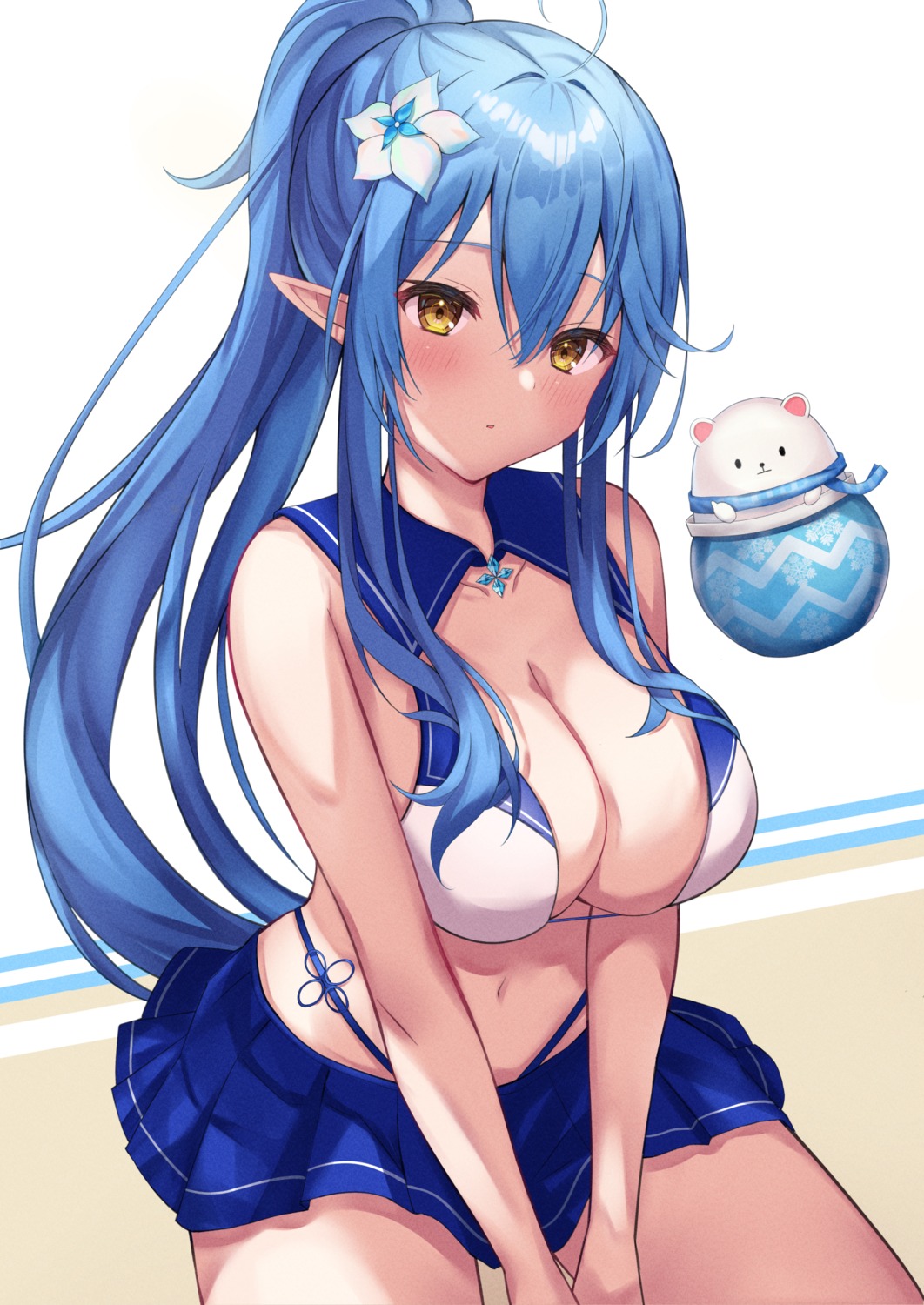 bikini elf hololive mikoto_paint pointy_ears swimsuits yukihana_lamy