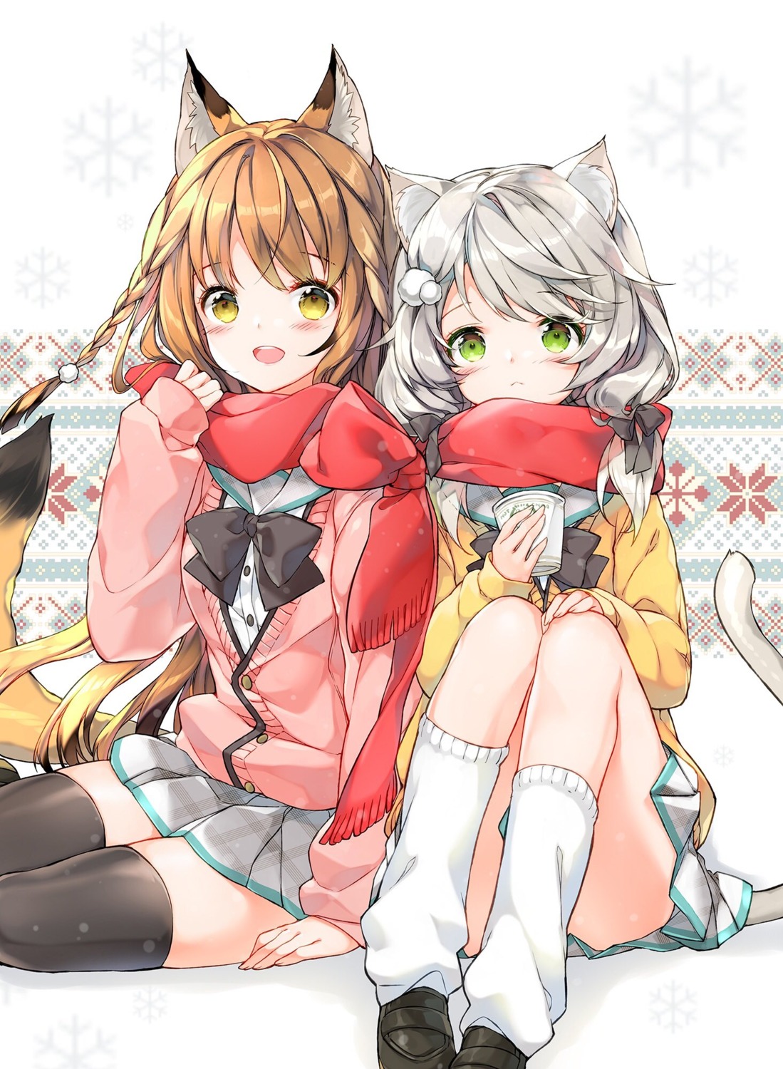 animal_ears juna nekomimi seifuku sweater tail thighhighs