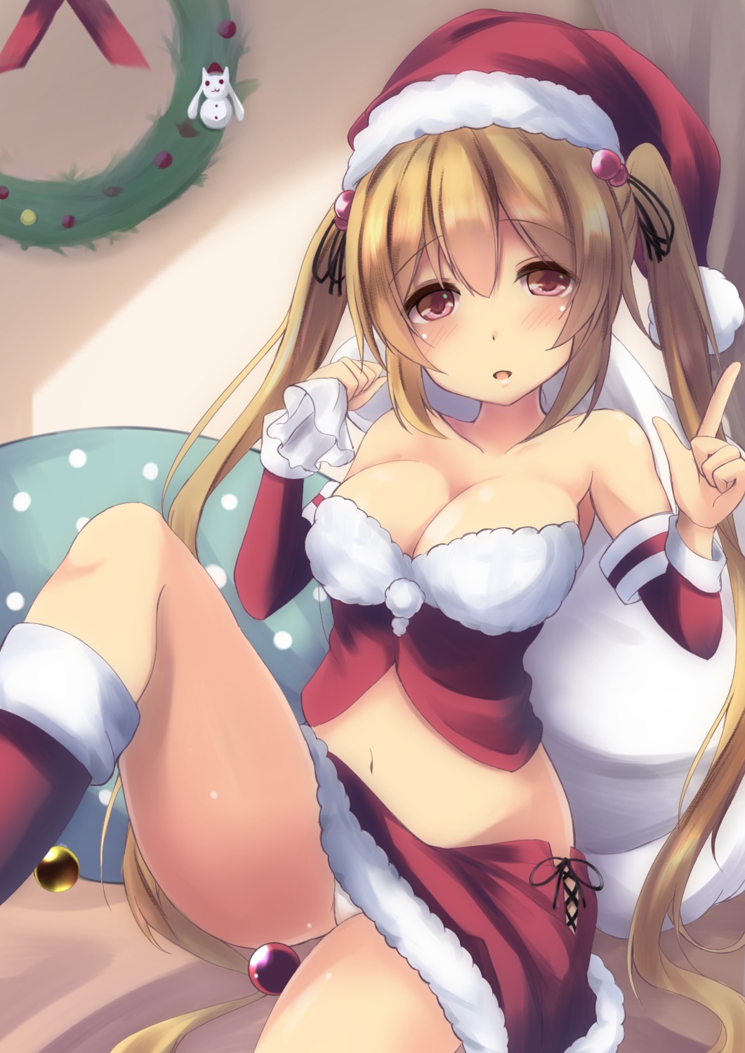 christmas cleavage kantai_collection murasame_(kancolle) pantsu purunyara