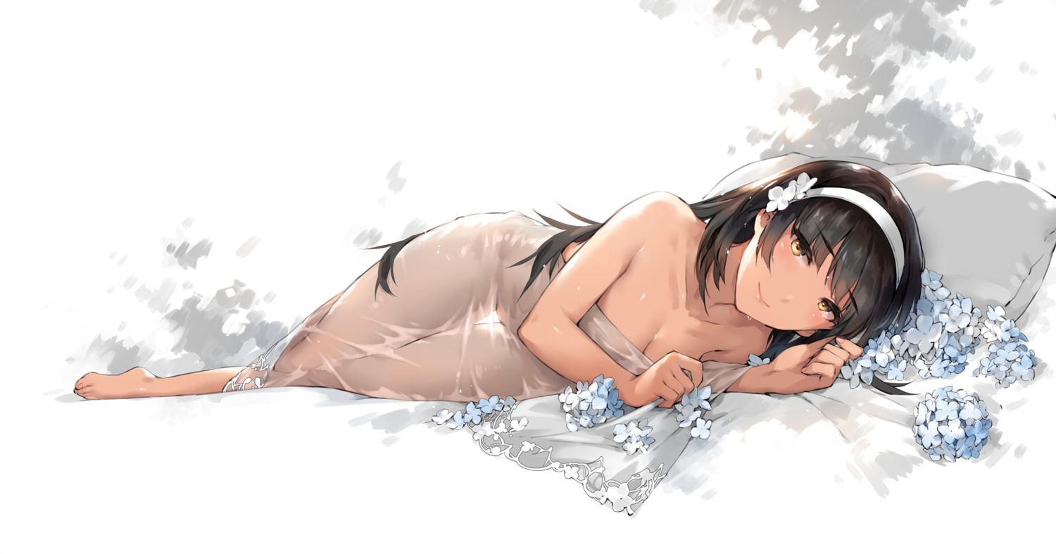 breast_hold girls_frontline naked qbz-95_(girls_frontline) see_through sheets xie_yizhen