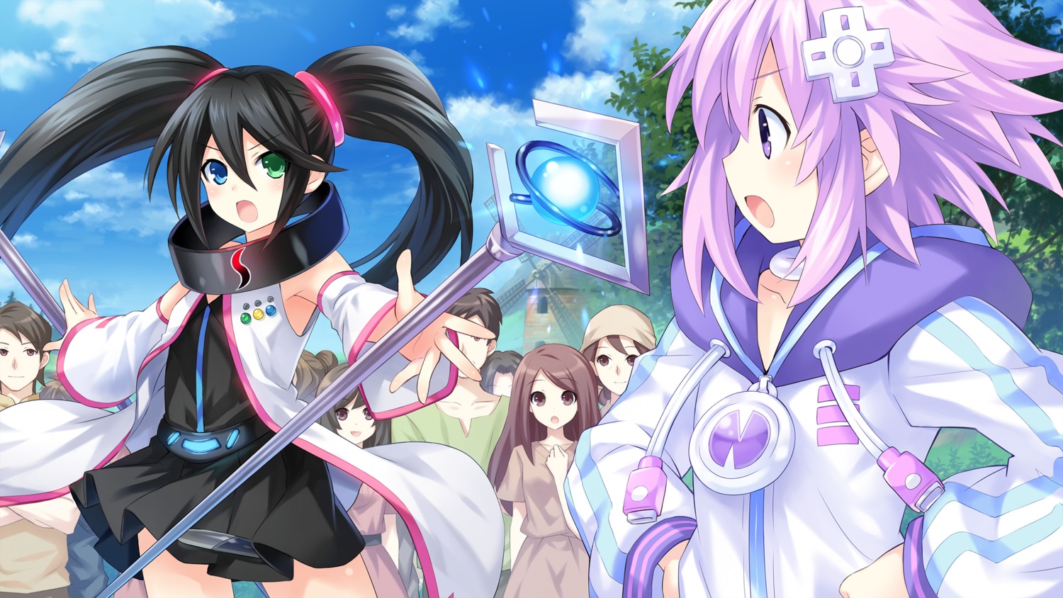 choujigen_game_neptune dress game_cg heterochromia neptune sega_hard_girls sega_saturn_(sega_hard_girls) tsunako weapon