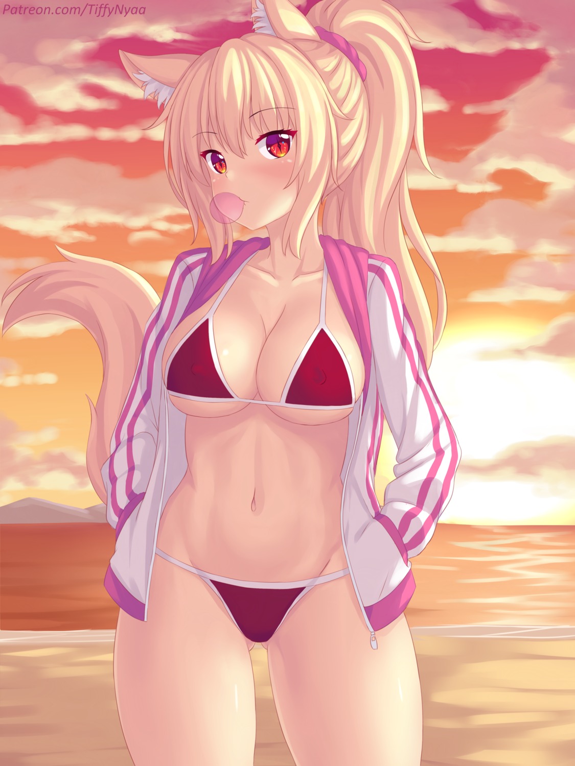 animal_ears bikini fast-runner-2024 gym_uniform open_shirt swimsuits tail tiffy