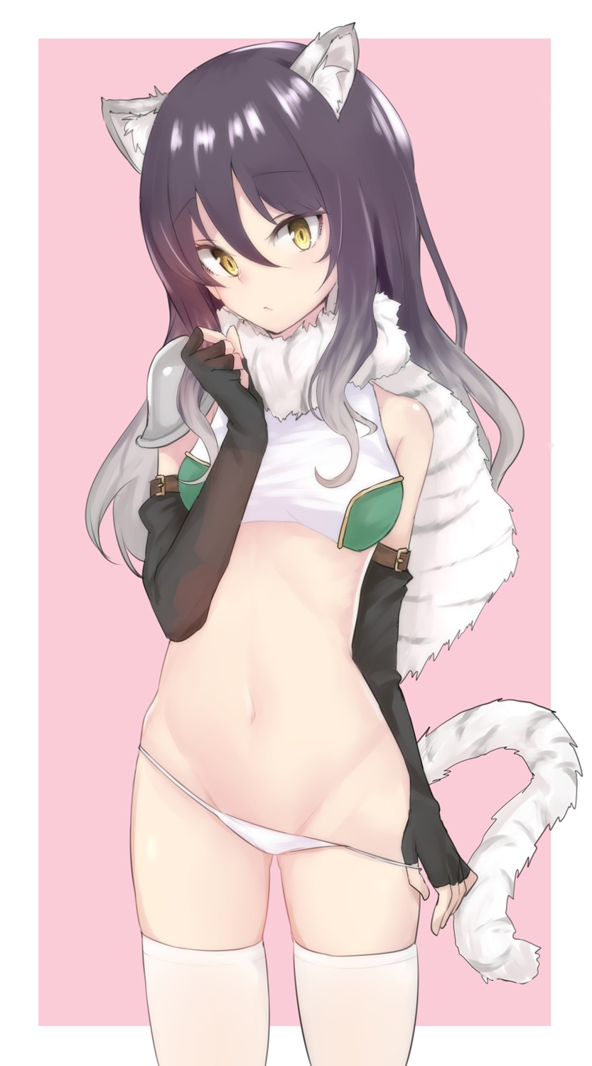 animal_ears armor kashiwazaki_shiori pantsu panty_pull princess_connect princess_connect!_re:dive tail thighhighs undressing