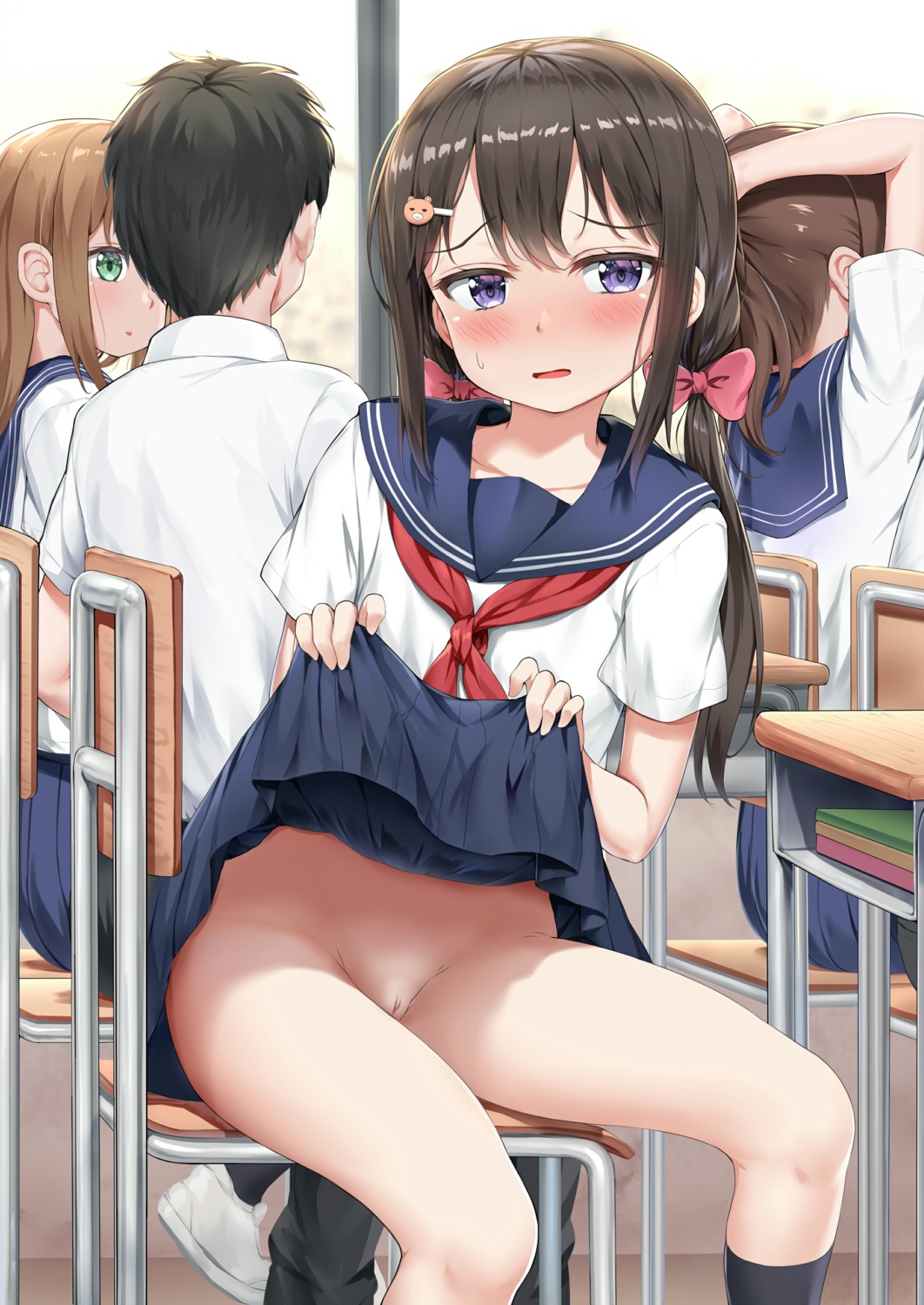 loli nedia_r nopan pussy seifuku skirt_lift uncensored