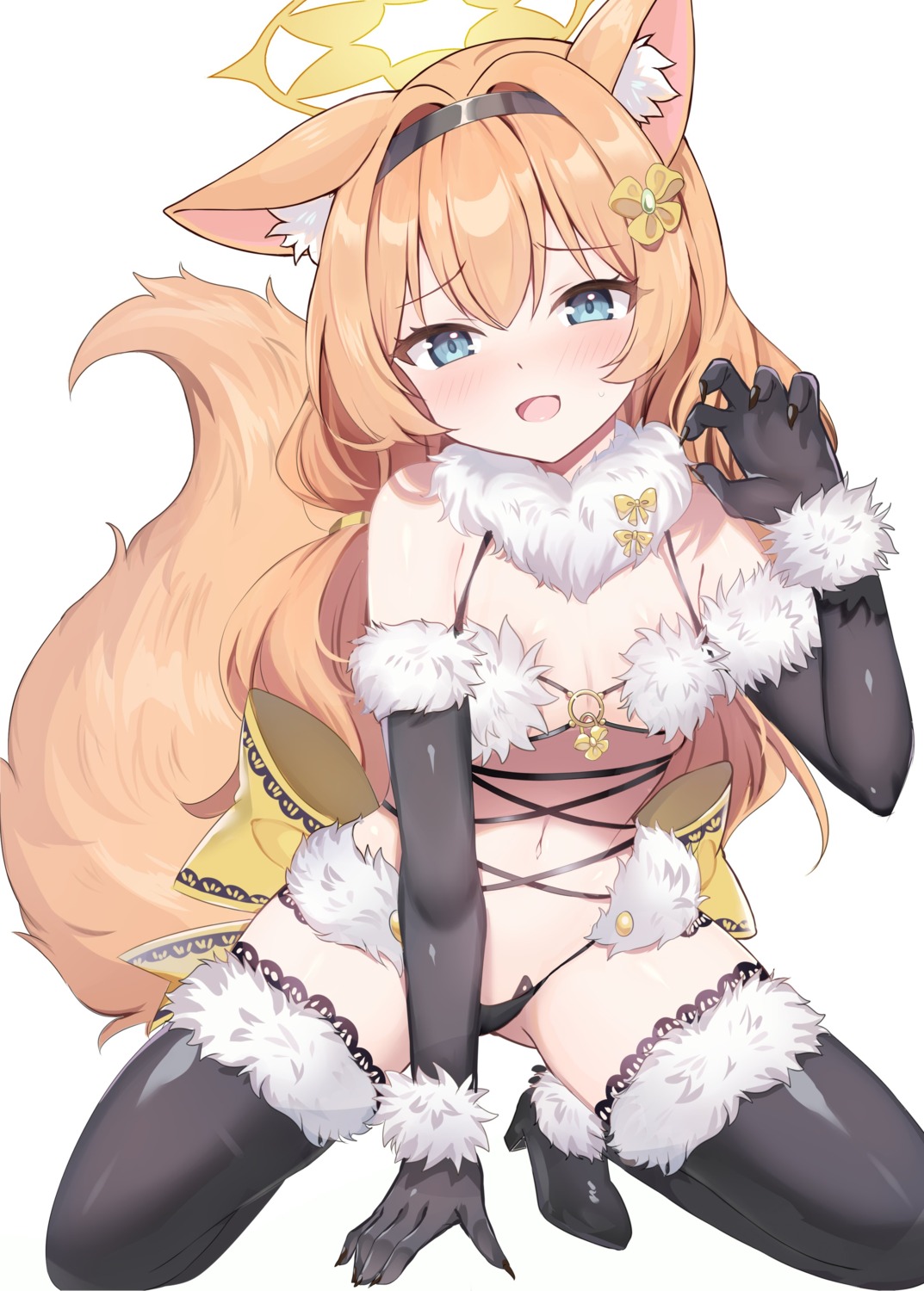 animal_ears blue_archive halo heels iochi_mari loli lydia601304 nekomimi no_bra pantsu tail thighhighs