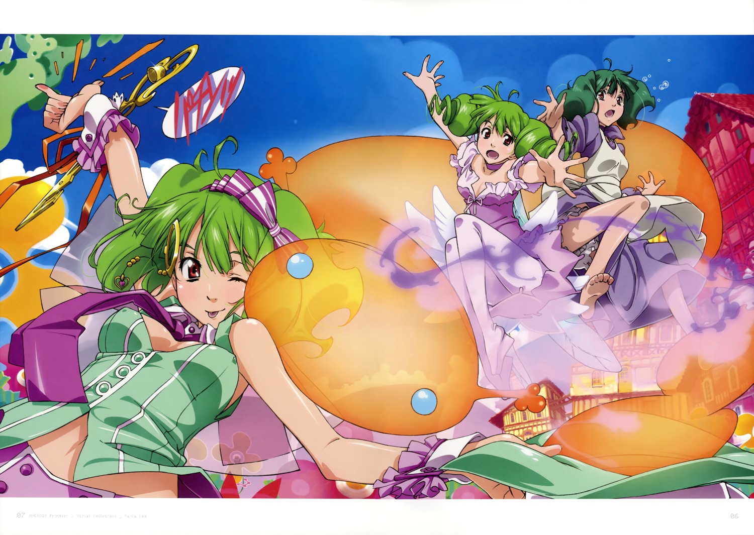 bloomers cleavage erect_nipples macross macross_frontier oosanshouuo-san pantyhose ranka_lee