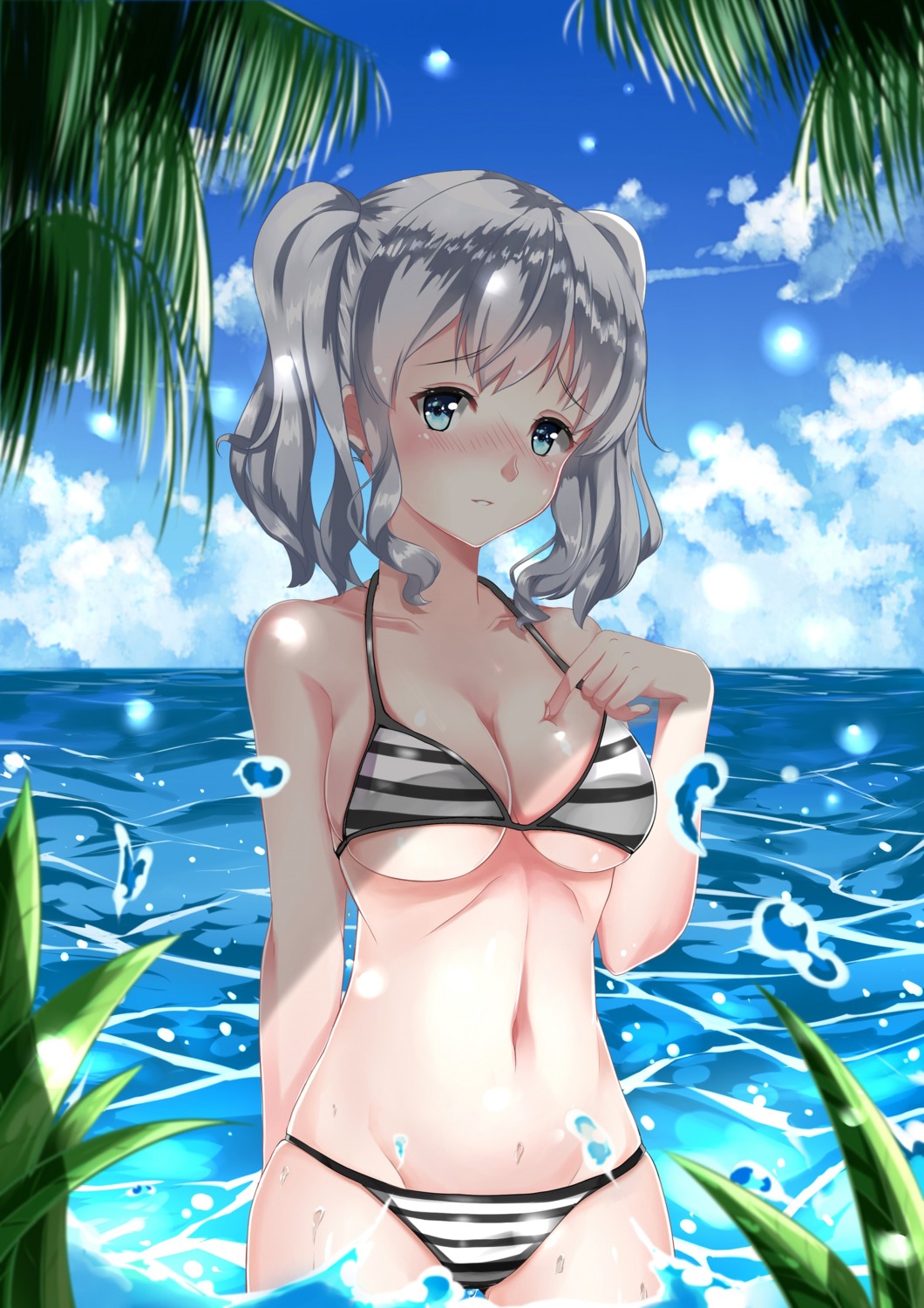 bikini chahei cleavage kantai_collection kashima_(kancolle) swimsuits underboob wet