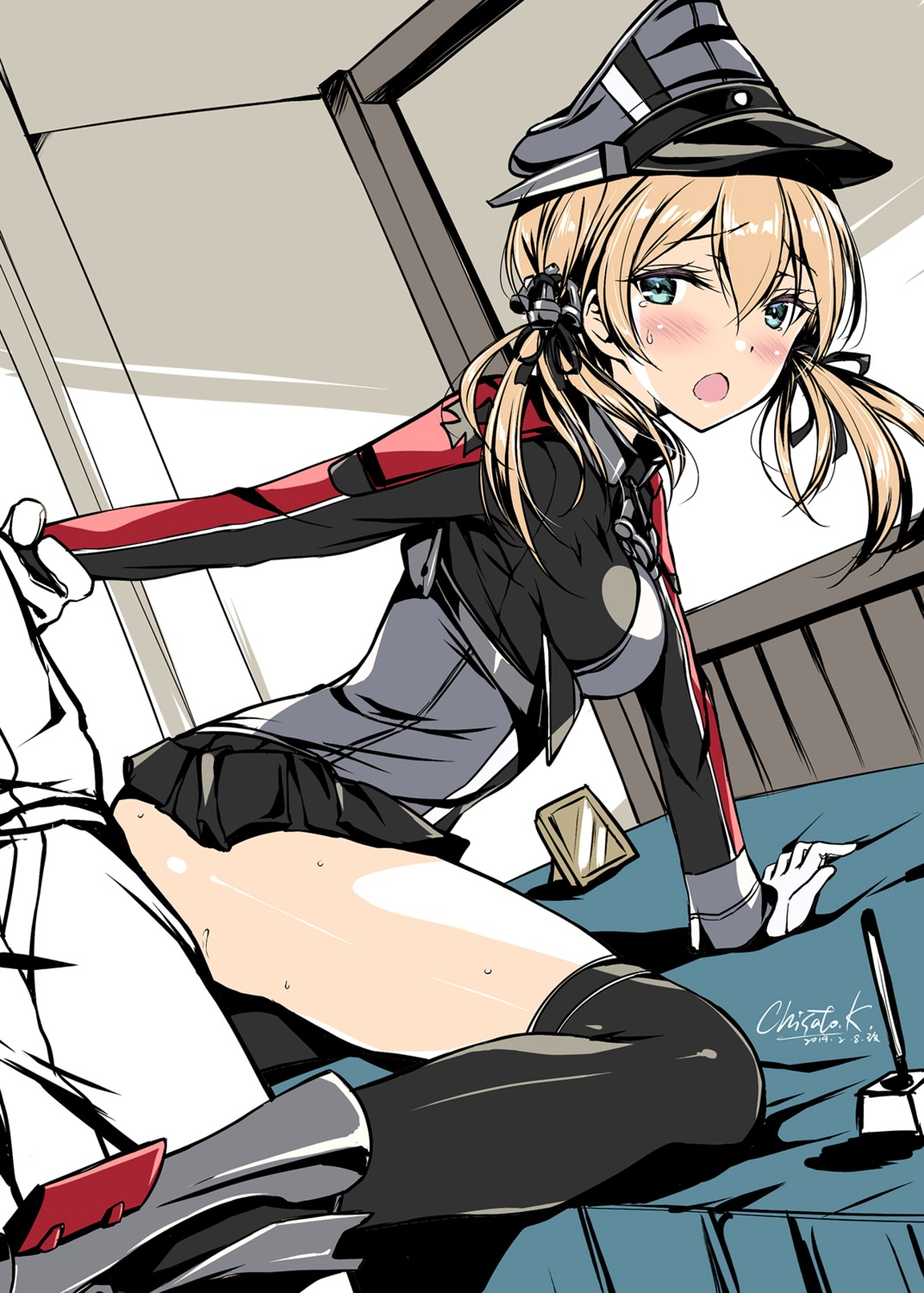 kantai_collection kobayashi_chisato prinz_eugen_(kancolle) sex skirt_lift thighhighs uniform