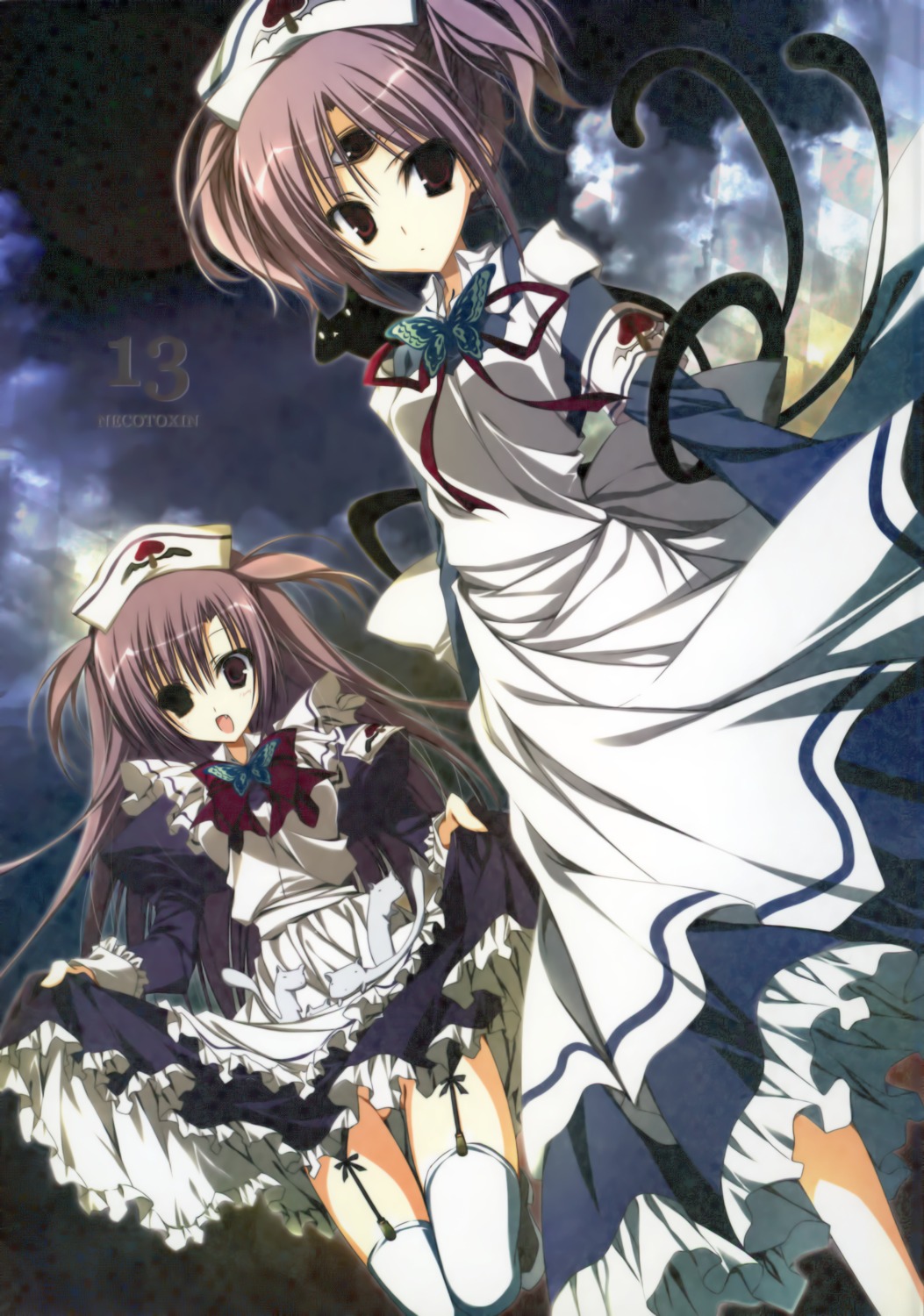 13 amene garter_belt inugami_kira maid mitsuki_(13) necotoxin nopan paper_texture stockings thighhighs