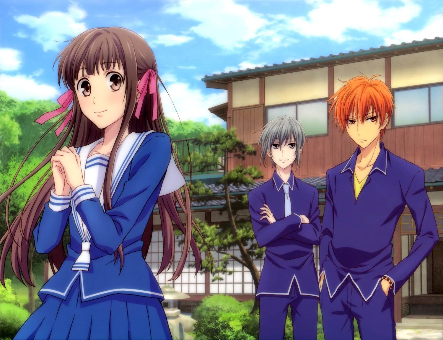 ban_yukiko fruits_basket honda_tohru seifuku sohma_kyo sohma_yuki