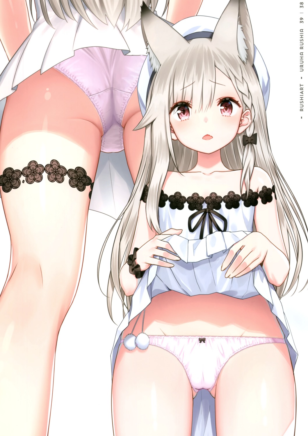 animal_ears animare cameltoe garter kamikire_basami nanashi_inc. pantsu shiromiya_mimi skirt_lift yasuyuki