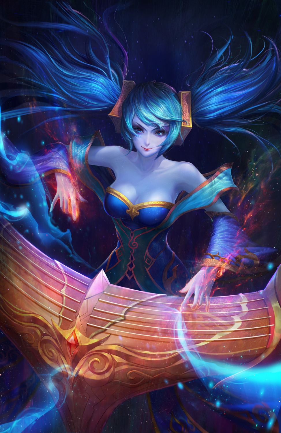 angjooyann cleavage dress league_of_legends sona_buvelle