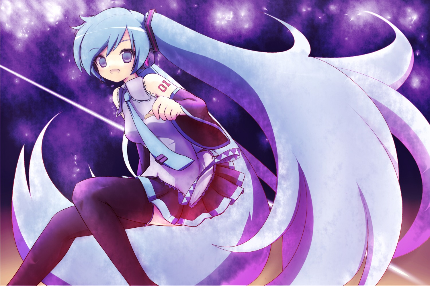 hatsune_miku takunama thighhighs vocaloid