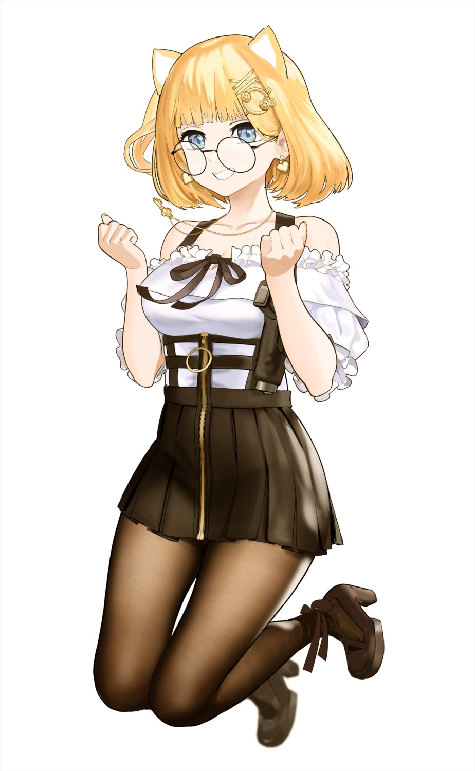 animal_ears gun heels hololive hololive_english joshirah_jack megane pantyhose watson_amelia