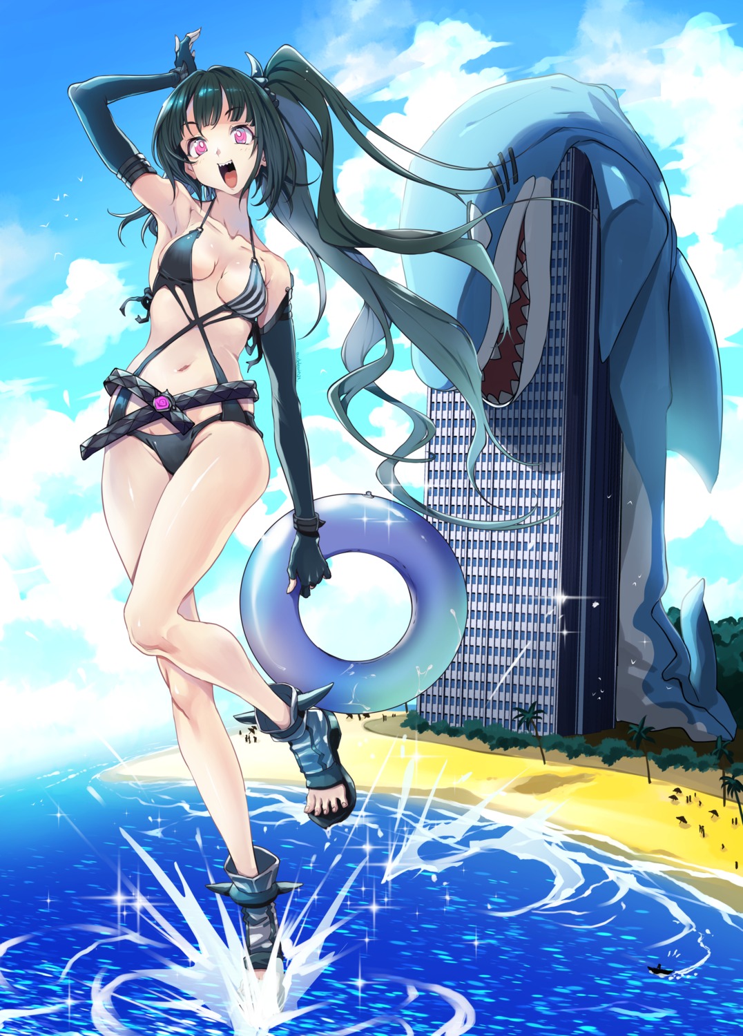 architect_(girls_frontline) bikini eudetenis girls_frontline horns swimsuits