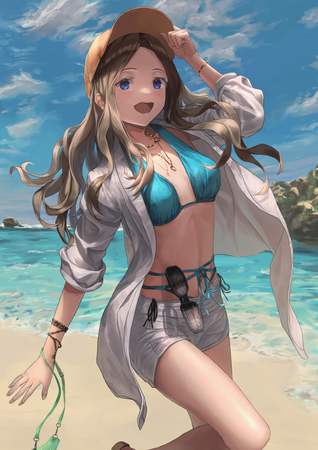 bikini megane open_shirt swimsuits tagme