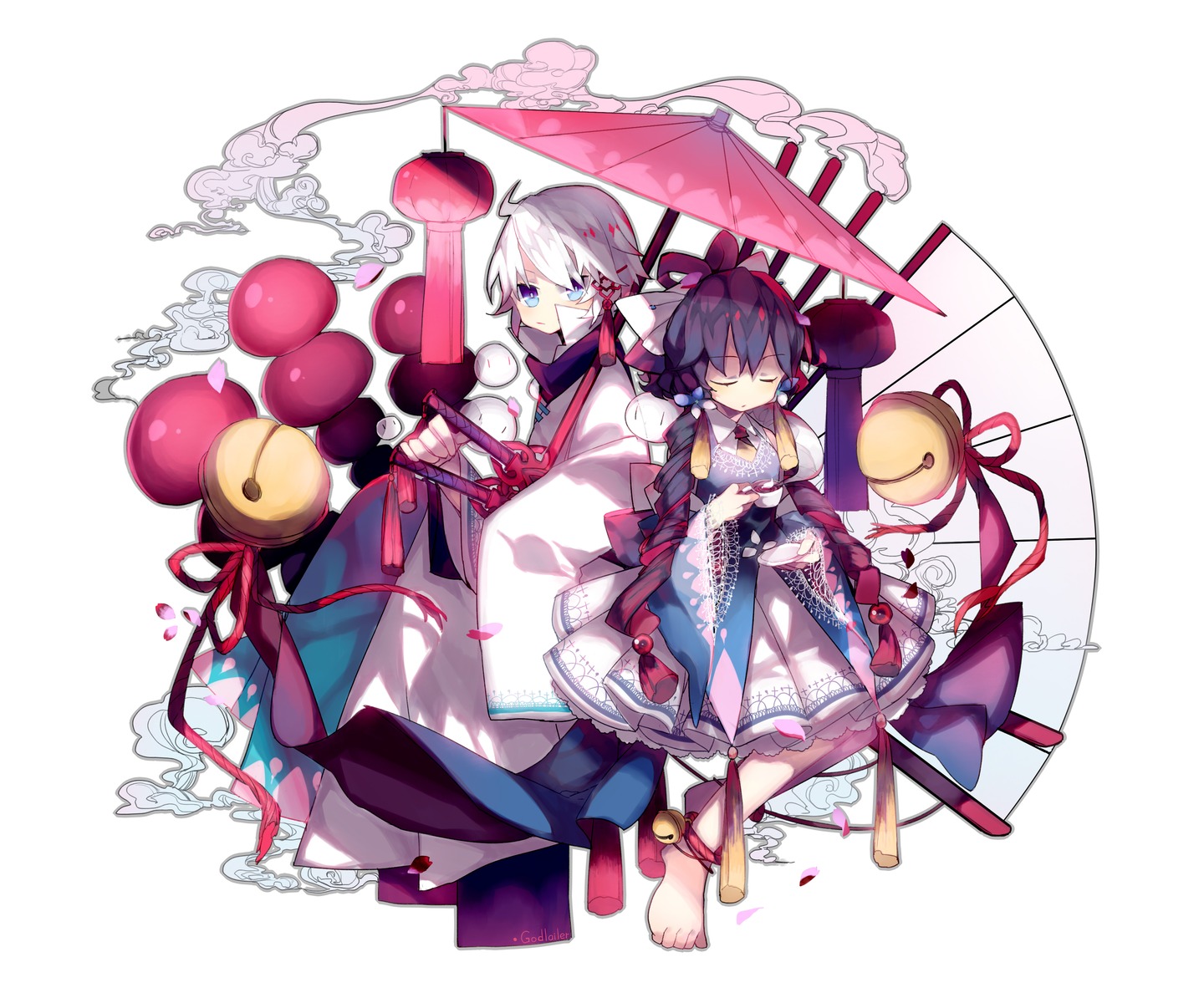 asian_clothes godlailer luo_tianyi sword umbrella vocaloid yan_he